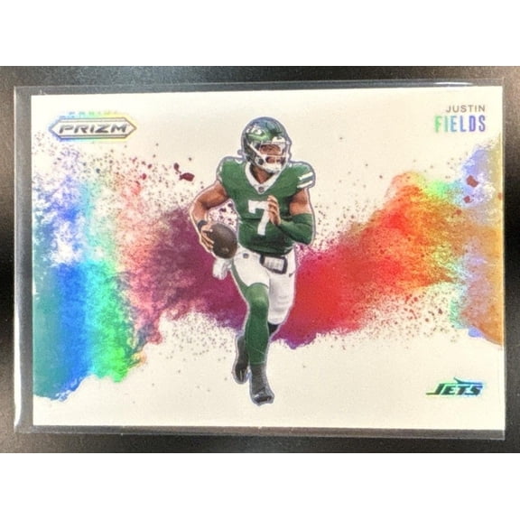 Excellent Panini Prizm Justin Fields Color Blast #24 New York Jets Football Card