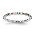 thumbnail image 1 of Prizma Sterling Silver Rhodium-plated Colorful CZ Thin Band Ring, 1 of 6