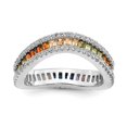 thumbnail image 1 of Prizma Sterling Silver Rhodium-plated White and Colorful Channel-Set CZ Ring, 1 of 4