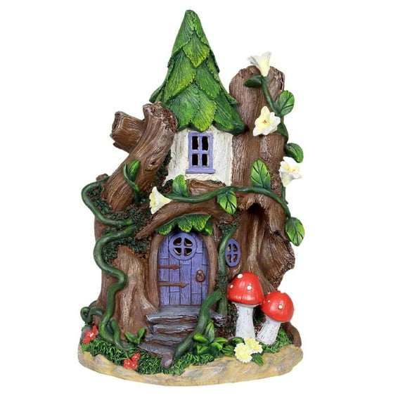 Prndkhn Fairy Garden House, Artificial Wood Statues Fairy Garden House, Miniature Fairy Garden Outdoor Decor Accessories, Mini Fairy Figurines for Kids Room, Garden, Wall, Trees Outdoor