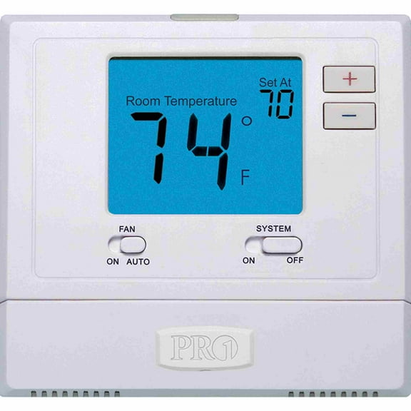 Pro-1 T771 Plastic Rectangle White Blue Backlit Heat Only Thermostat