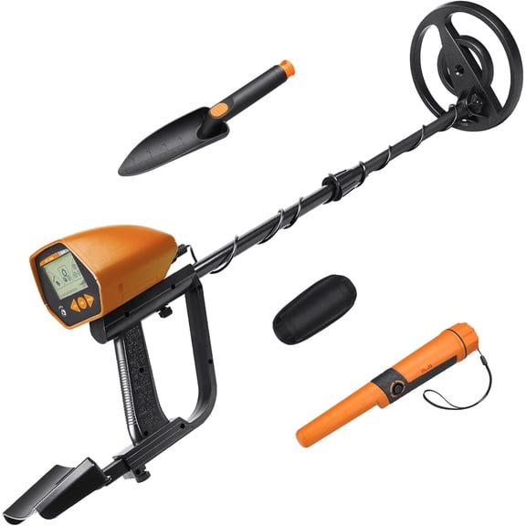 Pro-100 Metal Detector Kit with Arm Support in Handheld Metal Detector, Long Range Submersible 7.4" inches Search Coil, Adjustable Length