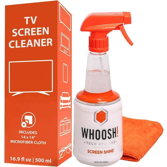 Pro 16.9 fl oz Refillable TV Screen Cleaner & Microfiber Cloth - Streak-Free Cleaner for Flat Screens, OLED, LCD, Smart TV, Monitors - Non-Toxic, Odorless - Electronics Cleaning Kit