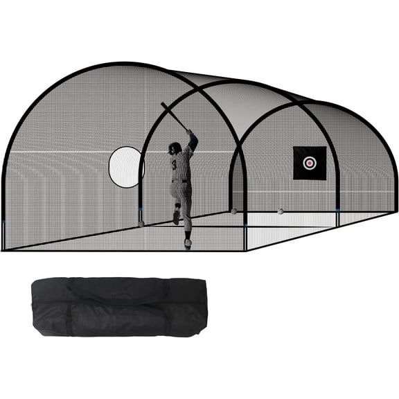 Pro 20FT Baseball Batting Cage Net and Frame, Baseball & Softball Hitting Cage Netting for Pitching Training in The Backyard - with Pitching Backstop and Carry Bag