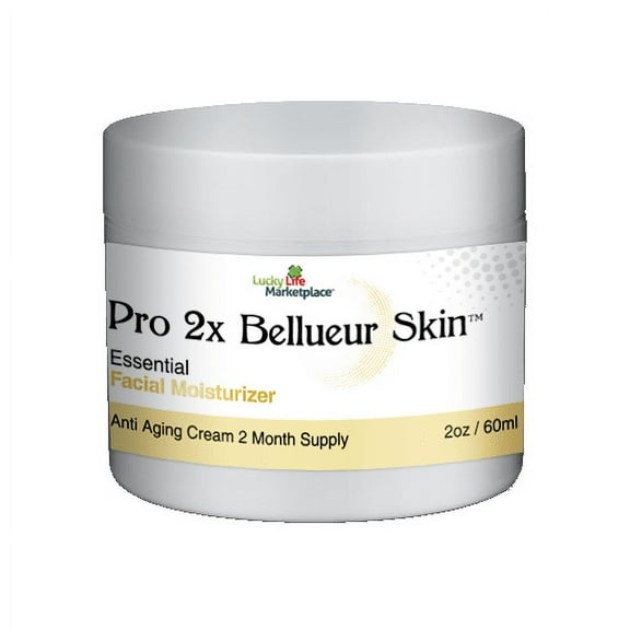 Pro 2x Bellueur Skin Cream - Essential Facial Moisturizer - 2 Month Supply - Moisturizing Anti Aging Cream with Vitamin E & C + Ceramides + Collagen - Improve Wrinkles, Dry Skin, & Uneven Skin Tone