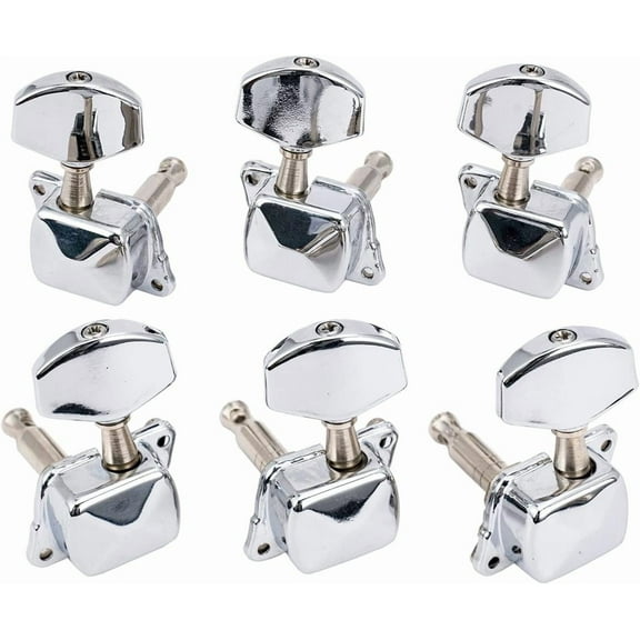 Pro 3+3 Semi-closed Guitar Tuners String Tuning Pegs Keys Machine Heads Set for for Acoustic or Electric Guitar,Chrome