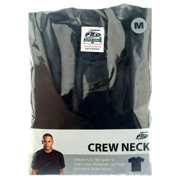 Pro 5 Men's Crew Neck Tee Shirts - Black M (1 PACK)
