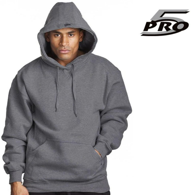 Pro 5 Men s Fleece Pull Over Hoodie Sweater Heavy Weight Dark Grey