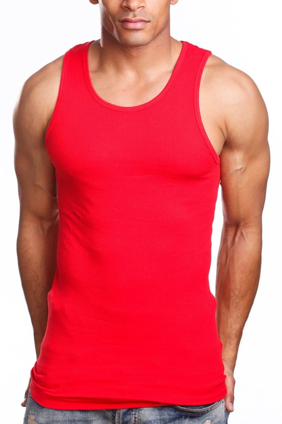 Mens A-Shirts 3 Pack Undershirt,Red,Large