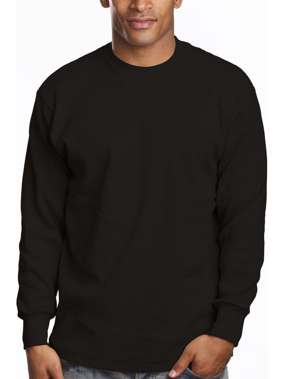 Mens Casual Long Sleeve Thermal,Black,Small