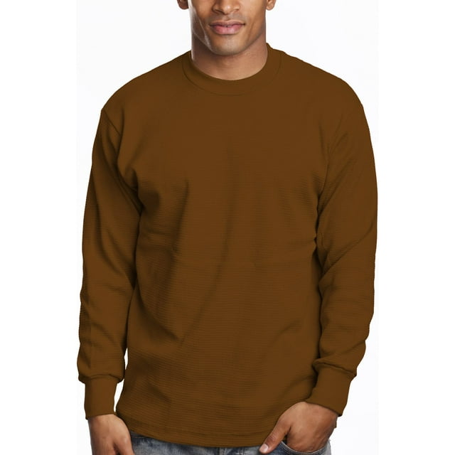 Pro 5 Mens Casual Long Sleeve Thermal,Brown,5XL