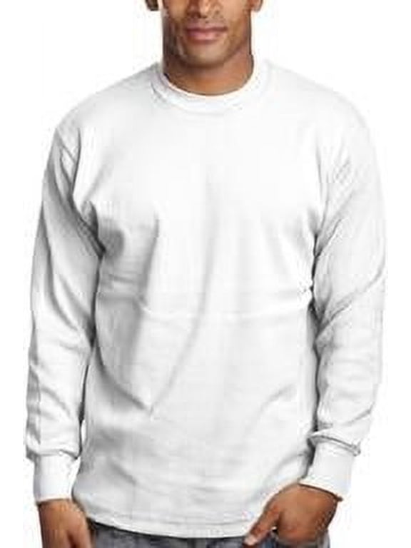 Mens Casual Long Sleeve Thermal,White,2XL