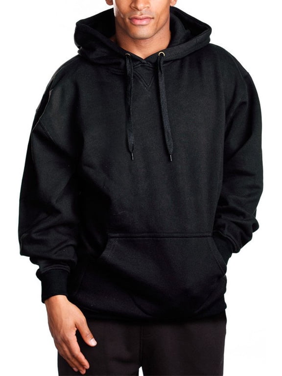 Mens Heavy Weight Fleece Pullover Hoodie,Black,XL