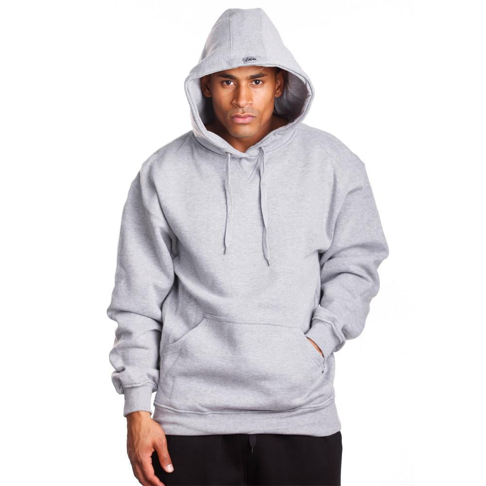 Pro Mens Heavy Weight Fleece Pullover Hoodie,Heather Grey,Large