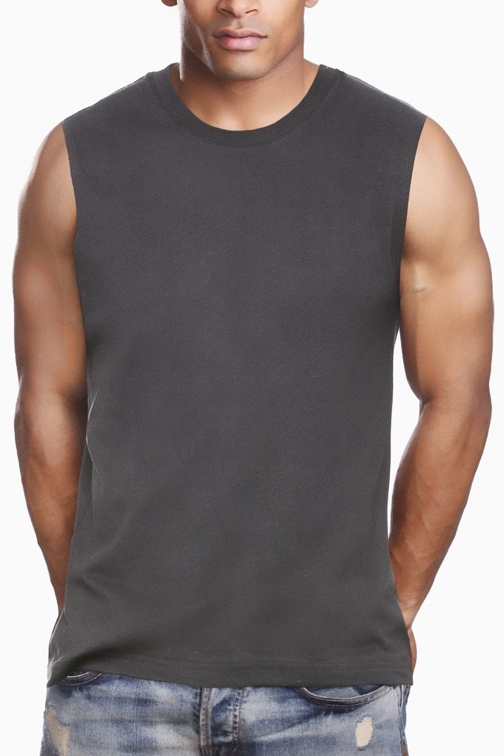 Grey hot sale muscle shirt