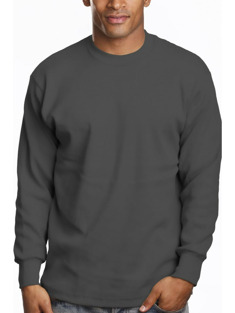 Pro Super Heavy Mens Long Sleeve T-Shirt,Charcoal Grey,4XL Tall