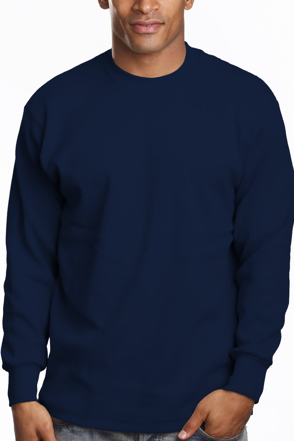 Pro 5 Super Heavy Mens Long Sleeve T-Shirt,Navy Blue,Medium