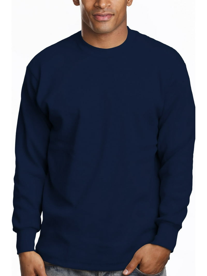 Pro 5 Super Heavy Mens Long Sleeve T-Shirt,Navy Blue,Medium