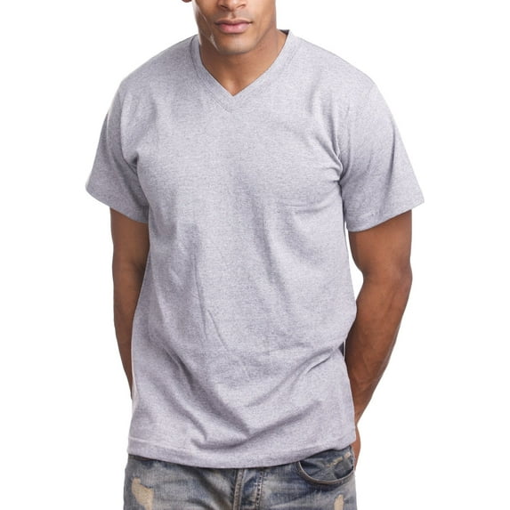 Pro 5 V-Neck Mens Short Sleeve T-Shirt,Heather Grey,2XL