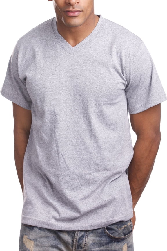 V-Neck Mens Short Sleeve T-Shirt,Heather Grey,Small
