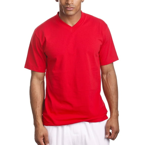 Pro 5 V-Neck Mens Short Sleeve T-Shirt,Red,Medium