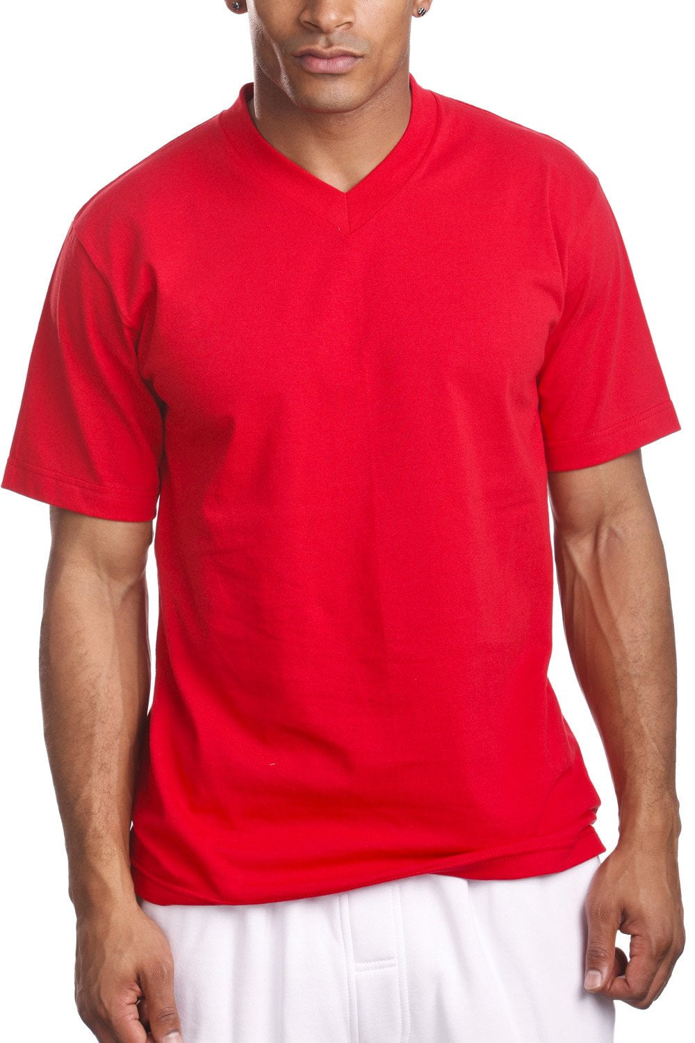 Pro 5 VNeck Mens Short Sleeve TShirt,Red,XL