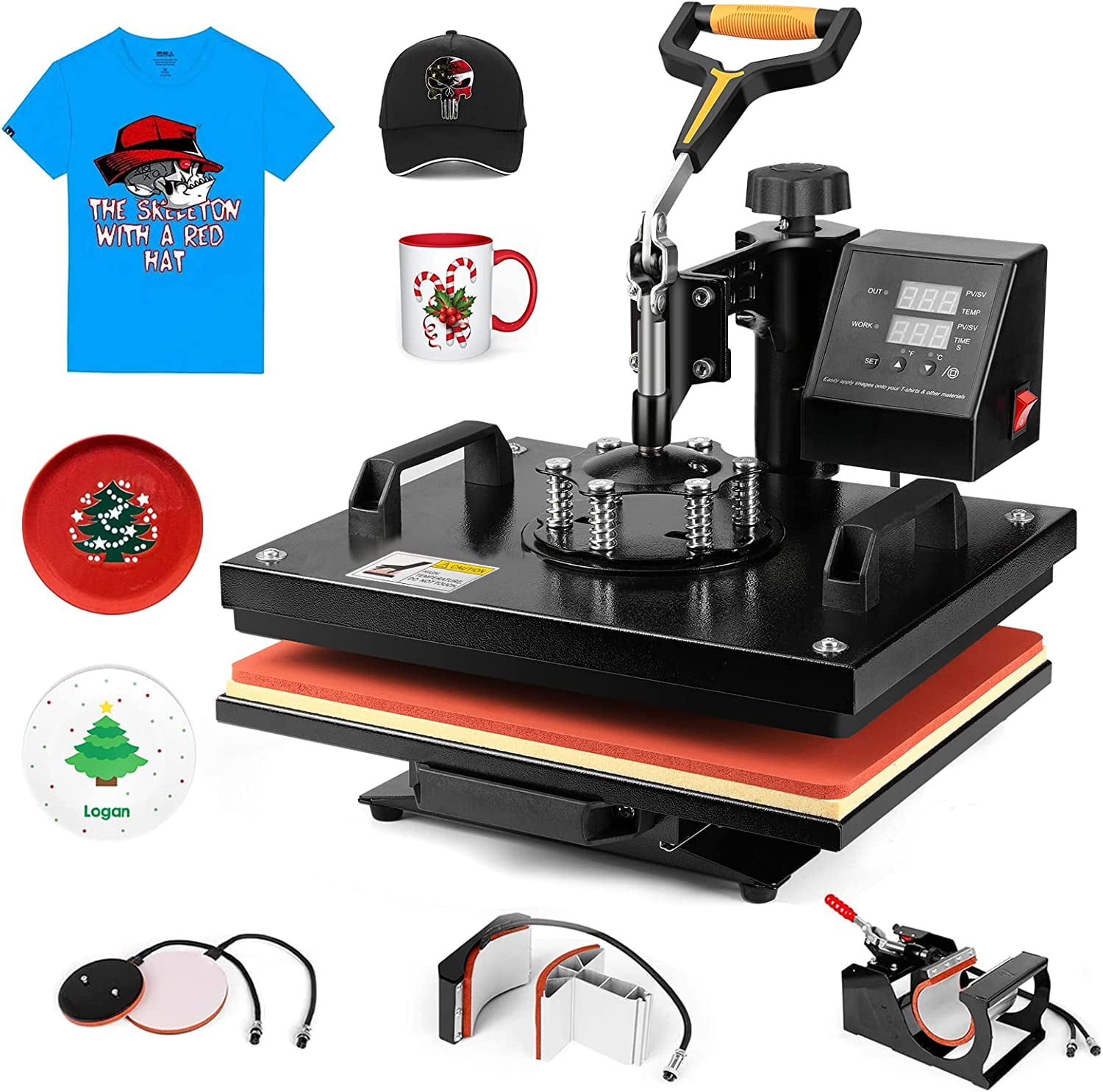 Aonesy 12×10 Heat Press Machine for T Shirts, Portable Heat Press Sublimation T-Shirt Printing Machine for Heating Transfer Projects, Bags, Hat