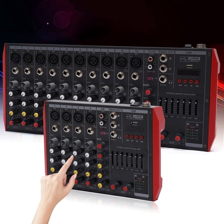 Pro 6 Channel Bluetooth Studio Audio Mixer Live Sound Mixing Console with USB 110V