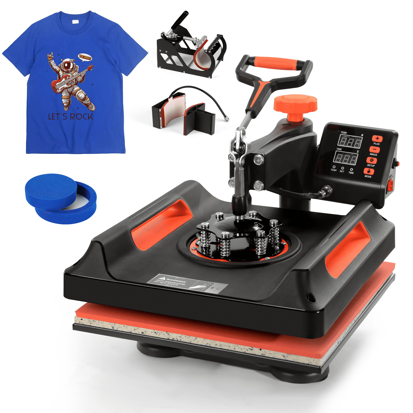 Red 8-in-1 Heat Press Machine, 15 x 15 Inches Sublimation Transfer Printer,  Digital Precise LCD Control Printing, 360 Swing Away Vinyl Transfer