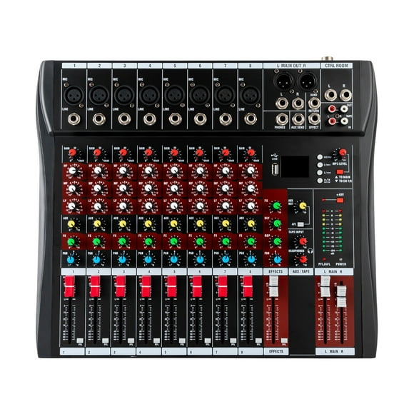 Pro 8 Channel Bluetooth Studio Audio Mixer Live Sound Mixing Console with USB NEW