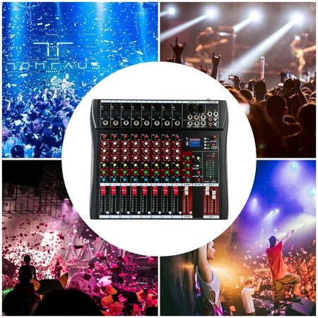 Pro 8 Channel Mixing Console with Bluetooth, MP3 Player/Recorder, 3-Band EQ, Digital Effects, and Phantom Power for Studio and Live Sound