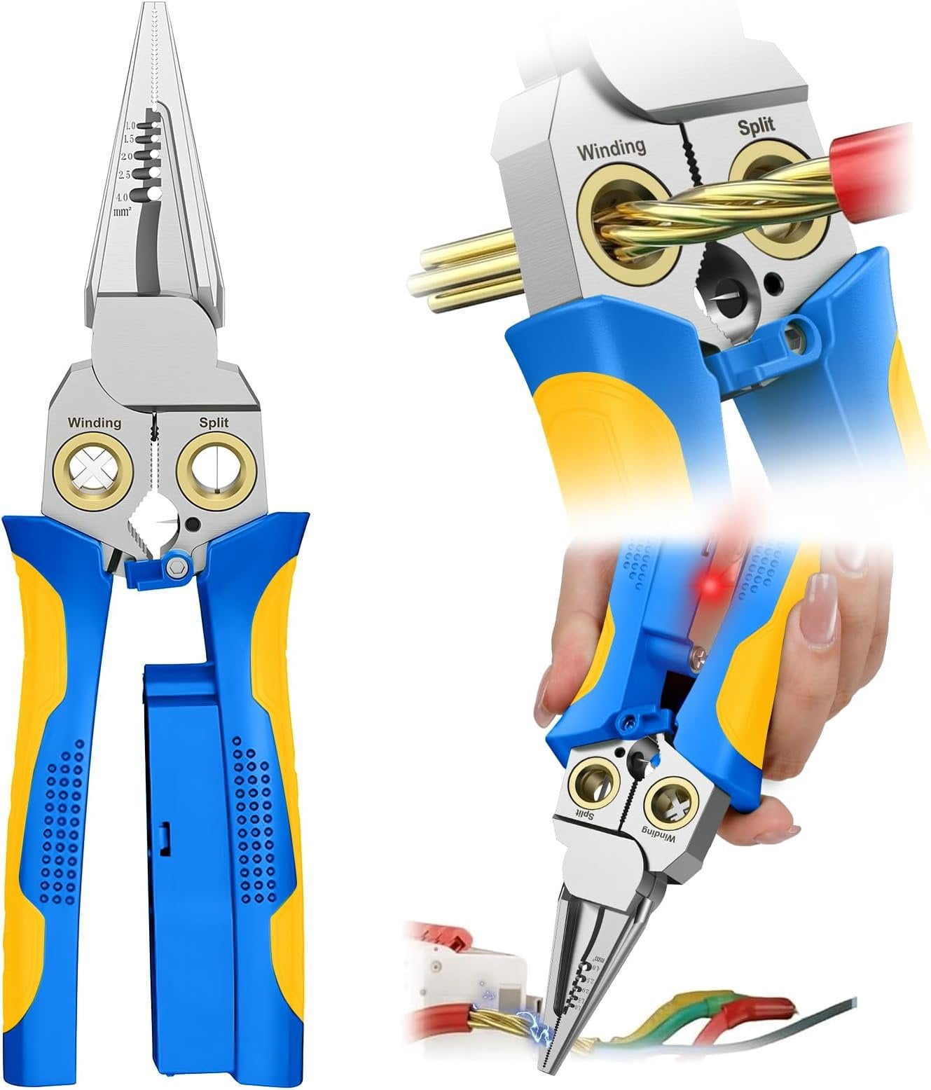Pro 8-in-1 Wire Stripper/ with  Tester & Dual Alarms - Heavy Duty 12-250V  Electrical Tester for Hot/Neutral Wires - Electrician, HVAC,  Repair Tool (Blue-1)