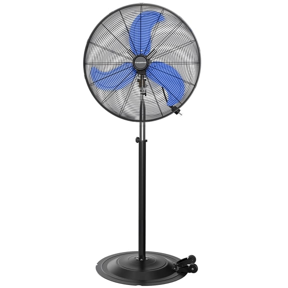 Pro 9500 CFM 30" Pedestal Oscillating Fan,3 Speed Heavy Duty Metal Standing Fan, High Velocity Air Circulator with Caster for Commercial, Warehouse, Patio, Shop, Garage, Barn - UL Listed