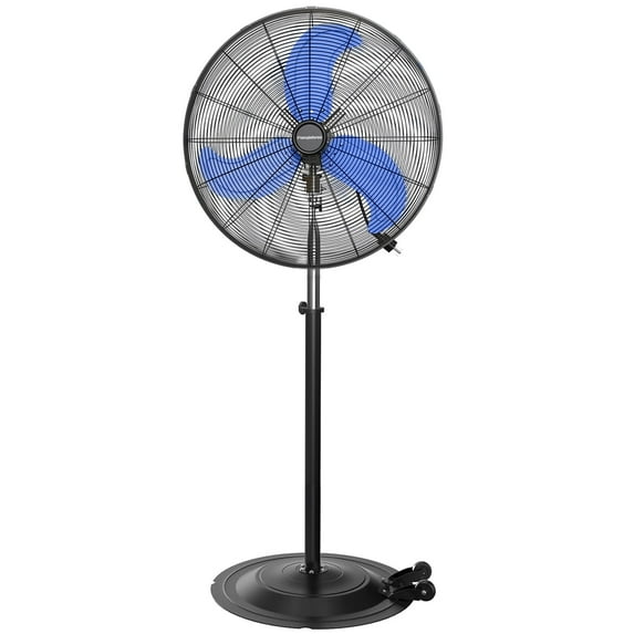 Pro 9500 CFM 30" Pedestal Oscillating Fan,3 Speed Heavy Duty Metal Standing Fan, High Velocity Air Circulator with Caster for Commercial, Warehouse, Patio, Shop, Garage, Barn - UL Listed
