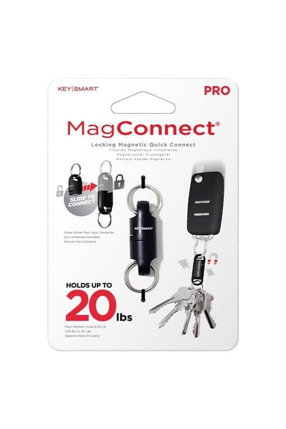 Pro ABS Plastic & Magnet & Stainless Steel Locking Magnetic Keychain, Black