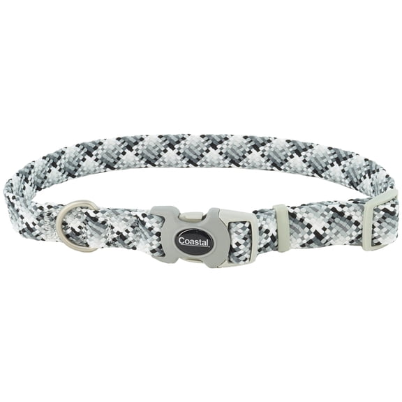 Pro: Active Woven Reflective Dog Collar - Grey Scale - Small - 5/8", Adjustable 8-12" Neck, Lightweight & Breathable, Pet Safety Reflective Strips