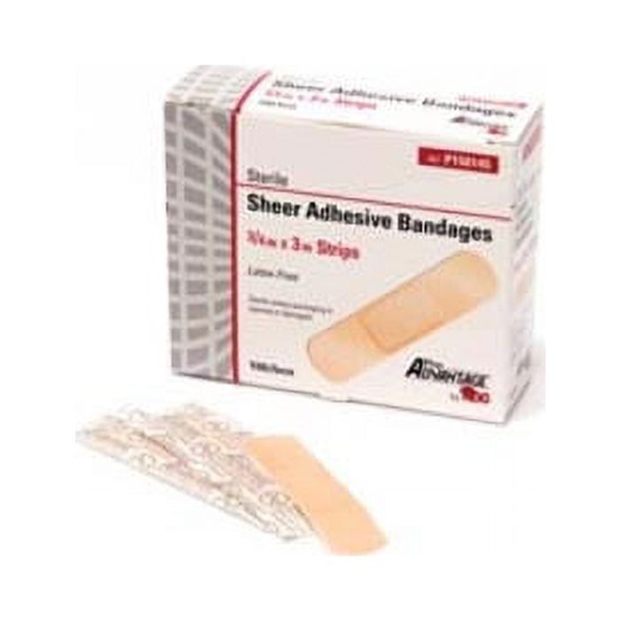 Pro Advantage Sheer Adhesive Bandage - Strip - 3/4"x 3" - 100Bx - 12Bx/Cs