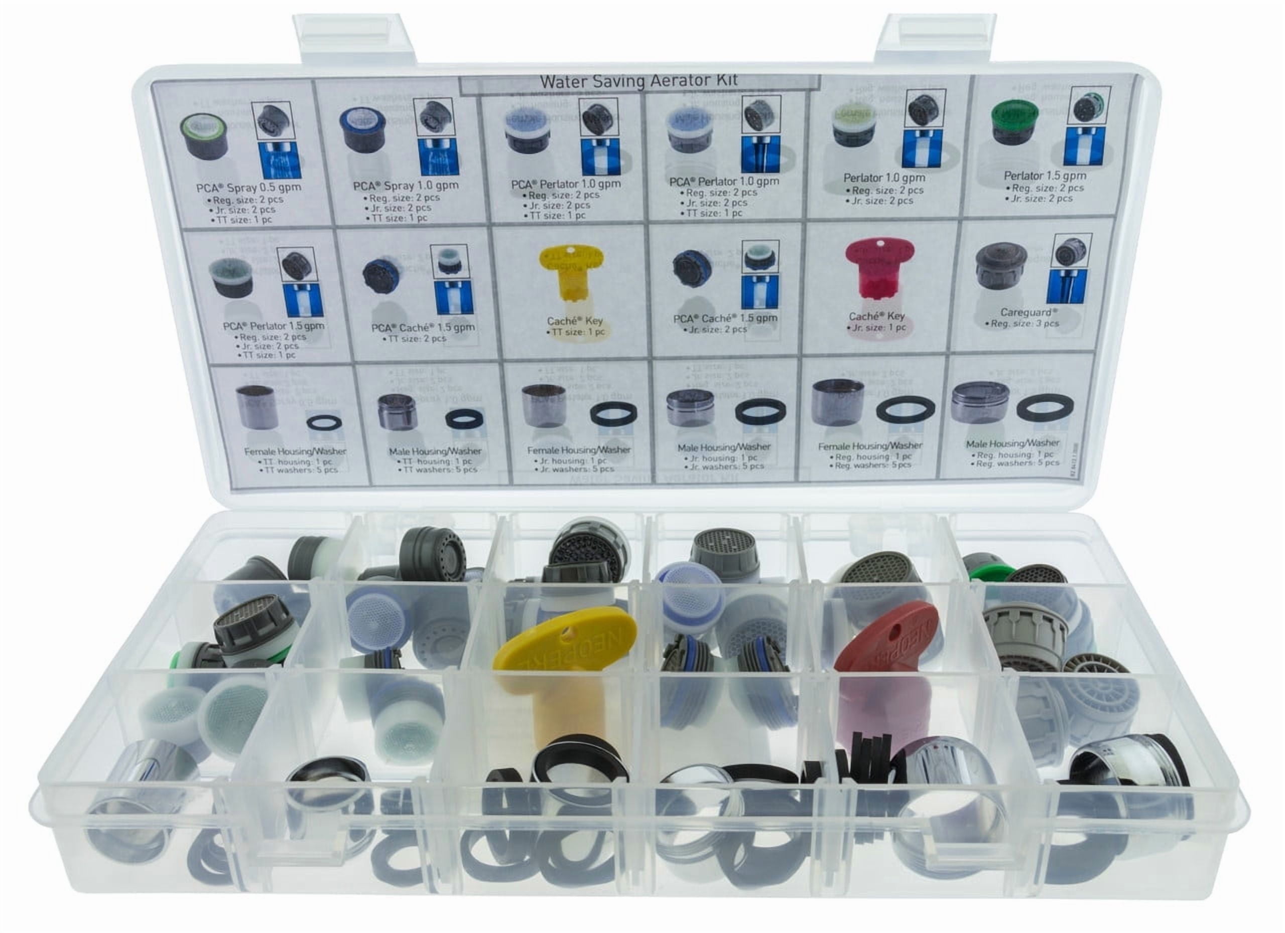 Pro Aerator Kit Faucet Water Saving Selection of faucet attachments, cache, washers, housings keys 78 pc