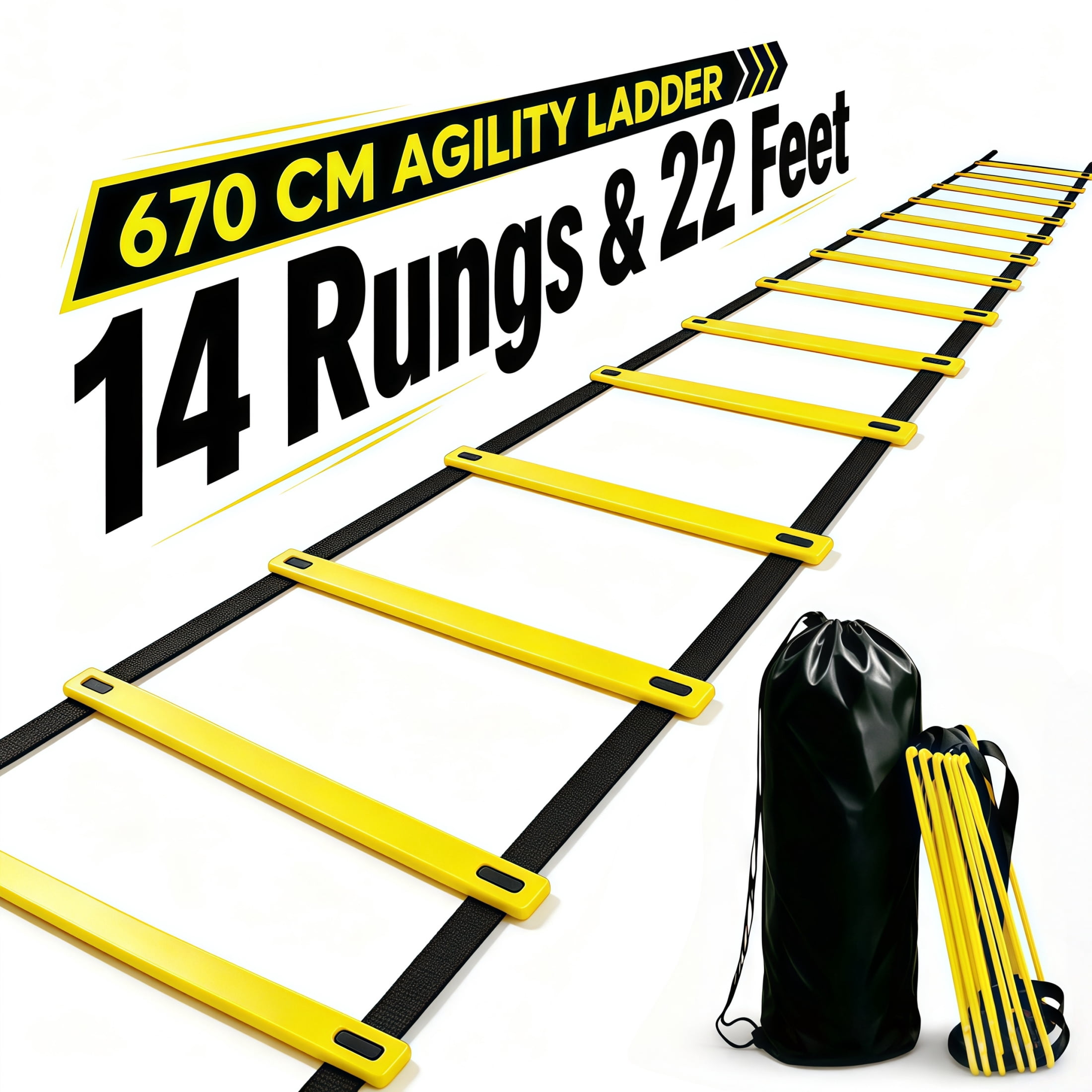 22 FT Agility Ladder, 14 Rung Adjustable Speed Training Ladder with Carry Bag, Portable Fitness Feet Training Equipment for Soccer, Football, Basketball, Indoor Outdoor deal from Walmart