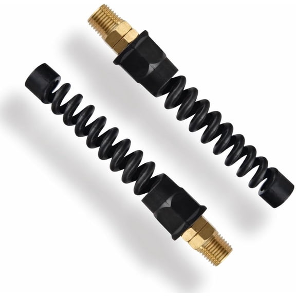 Pro Air Hose Reusable Fitting, Reusable Strain Relief Fittings, 1/4NPT Reusable Strain Relief Replacement Fitting Rigid, Suitable for 1/4-inch Flexibility Polyurethane Air Hose (2-piece)