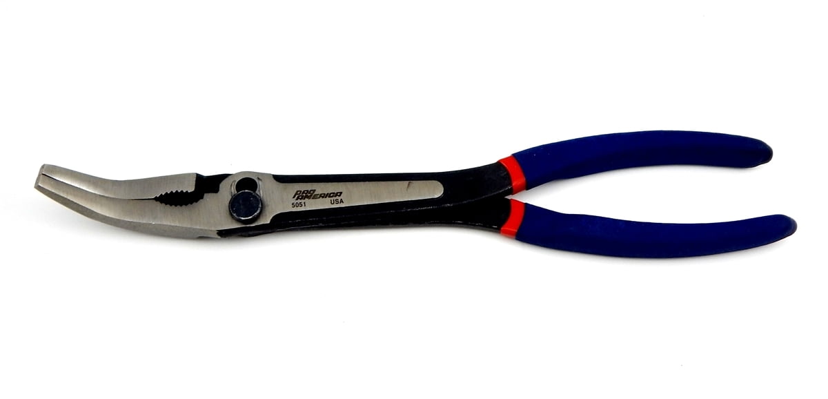 Pro America 11" XL Heavy Duty 45 Degree Bent Tip Slip Joint Long Nose Pliers USA