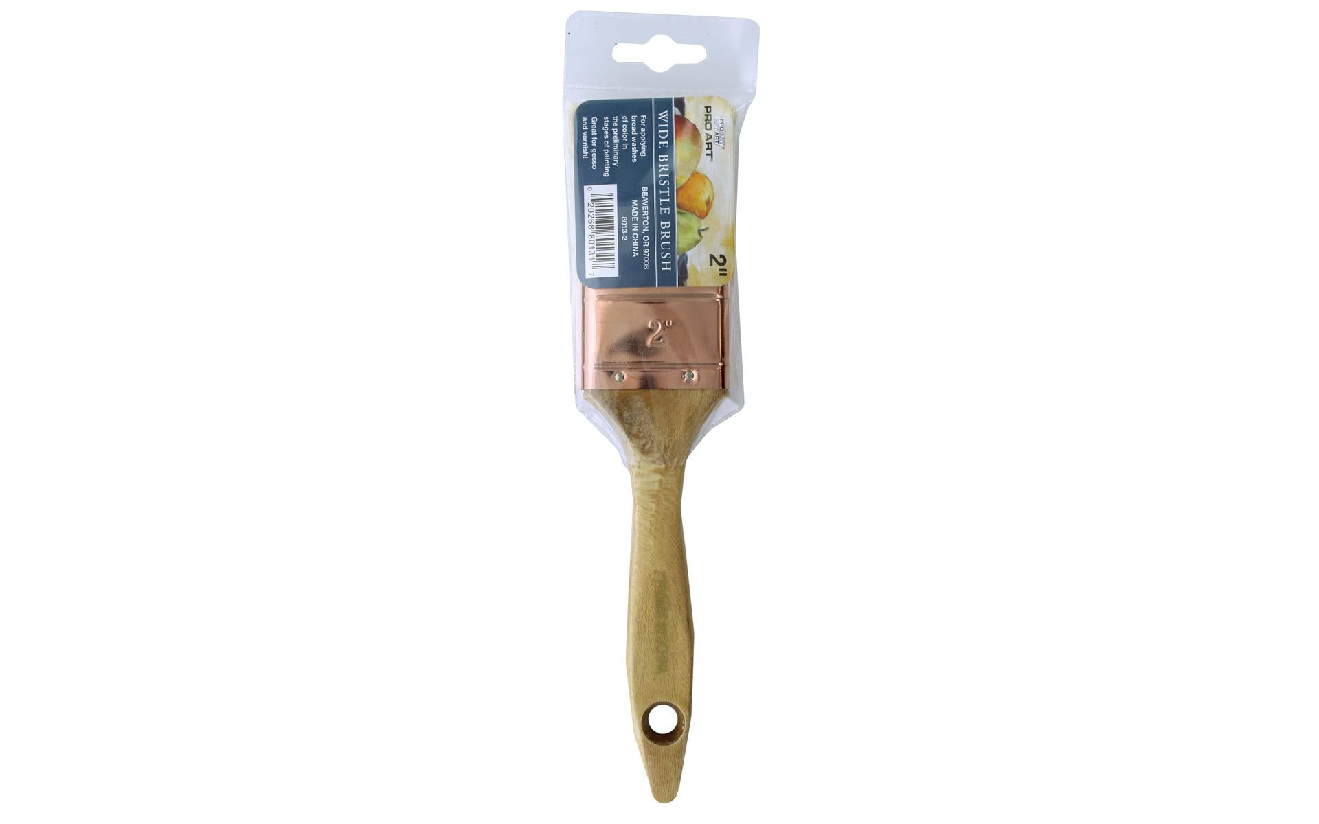 Pro Art 2 Hog Bristle Paint Brush Durable Natural Bristle Brush for Broad Washes, Gesso & More, Copper Ferrule, Ideal for Craft Painting & Acrylics