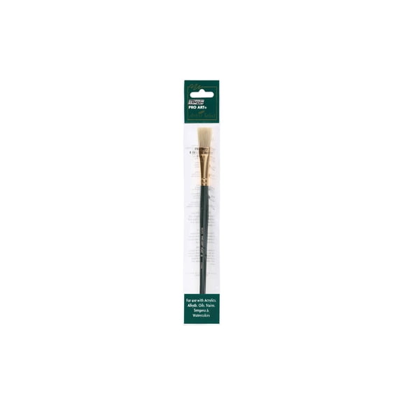Pro Art White Bristle Flat Artist Brush Size 8 for Multi-Media