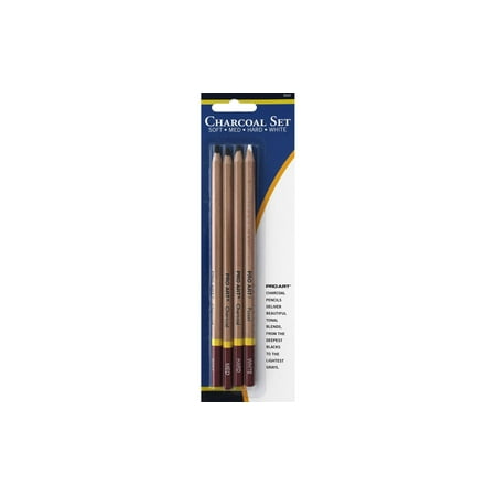 Pro Art Charcoal Pencil Set 3 Degree/White 4pc Carded, Sketching & Drawing Pencils for Artists, Includes Graphite & Charcoal Pencils, Art Pencil Set for Shading & Outlining