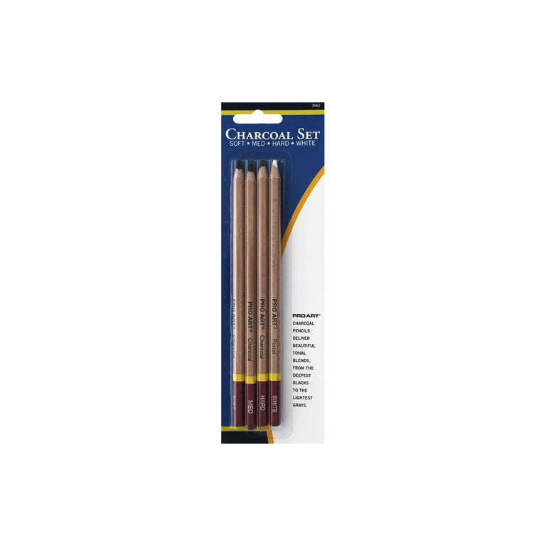 Pro Art Charcoal Pencil Set 3 Degree/White 4pc Crd 