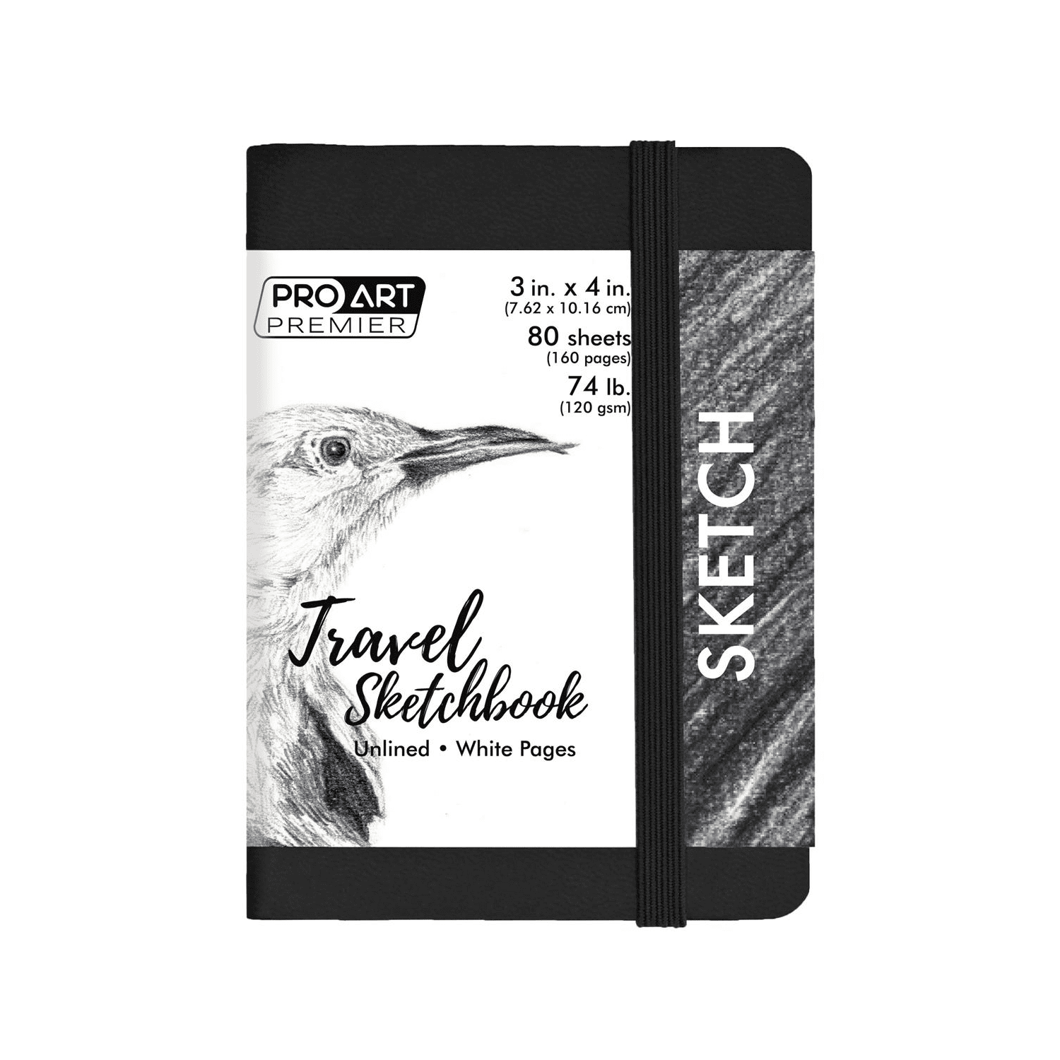 Pro Art Premier Sketch Book Travel 4"x 3" White 74lb Black 80 Sheets, Sketch Book, Sketchbook, Drawing Pad, Sketch Pad, Drawing Paper, Art Book, Drawing Book, Art Paper, Sketchbook for Drawing