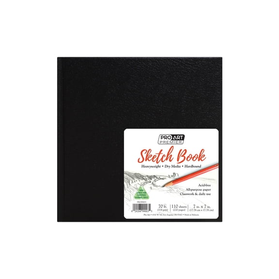 Pro Art Premium Sketch Book 7"x7" 110 sheets, 70#, Hard Cover, Sketch Book, Sketchbook, Drawing Pad, Drawing Paper, Art Book, Paper, Sketchbook for