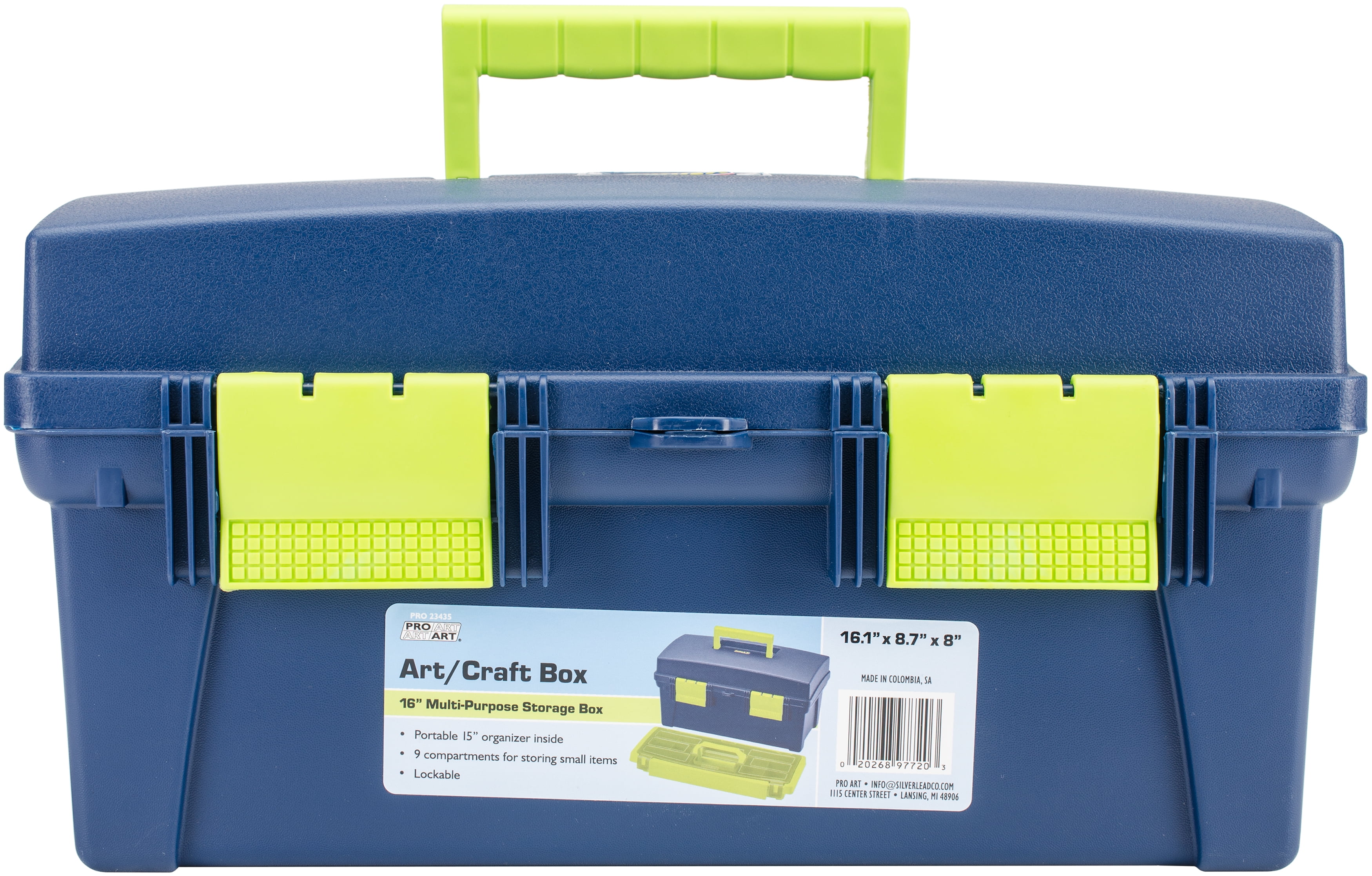 Pro Art Storage Box W/Lift-Out Organizer Tray-16X8.25X8.25 Blue & Green