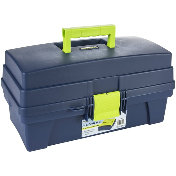 Pro-Art Storage Box With 2 Cantilevered Trays-14.2"X8.3"X7.1" Blue & Green
