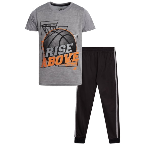 Pro Athlete Boys' Active Pants Set - 2 Piece Performance T-Shirt and Tricot Jogger Sweatpants - Sports Outfit for Boys (8-16)